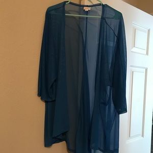 Large blue LuLaRoe Lindsay cardigan